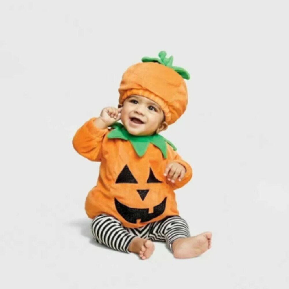 Hyde and Eek! Boutique Adorable Infant Pumpkin + Hat Costume Sz 12-18 Months NWT